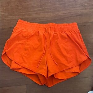 Women's Orange Athletic Shorts-Size Large